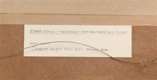 Charles Knight RWS ROI October Evening, Wolstonbury from Newtimber Hill, Sussex 14 x 21.5in.